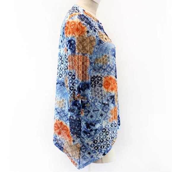 NWT Catherines Multi Tile Sunrise Asymmetrical Tunic Blouse - Picture 6 of 10